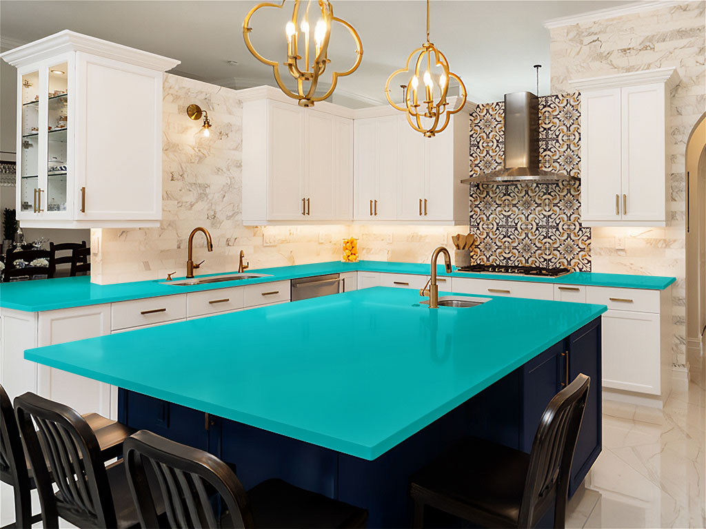 Rwraps Matte Chrome Teal DIY Kitchen Counter Wraps