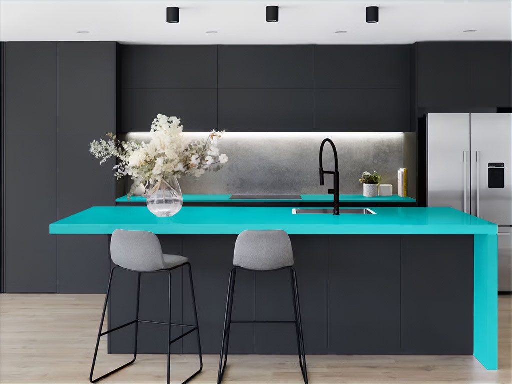 Rwraps™ Matte Chrome Teal Kitchen Countertop Wraps