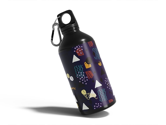 Navy Awoken Abstract Geometric Water Bottle DIY Stickers