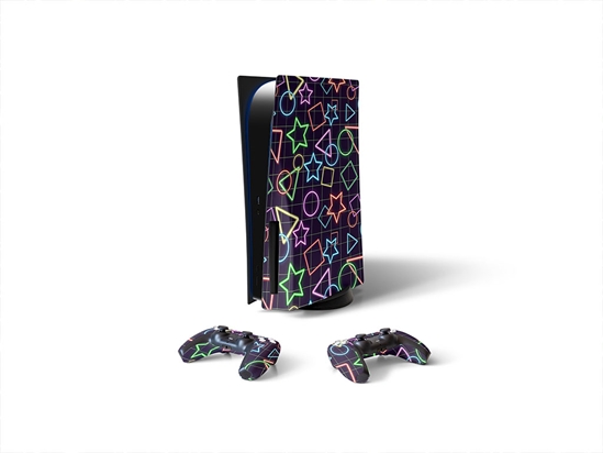 Neon Bowling Abstract Geometric Sony PS5 DIY Skin