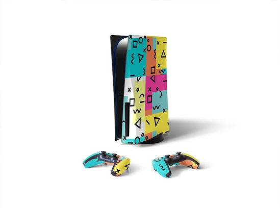 Rockin Memphis Abstract Geometric Sony PS5 DIY Skin