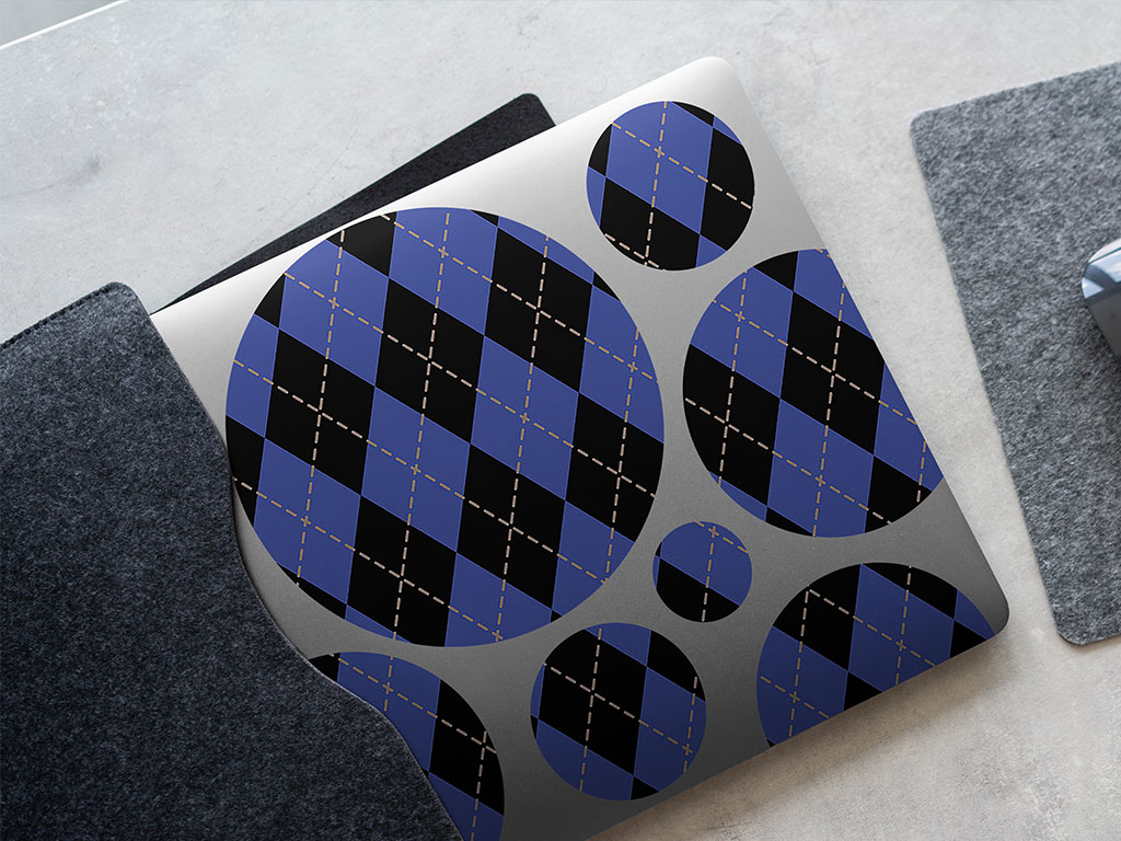 Indigo Night Argyle DIY Laptop Stickers