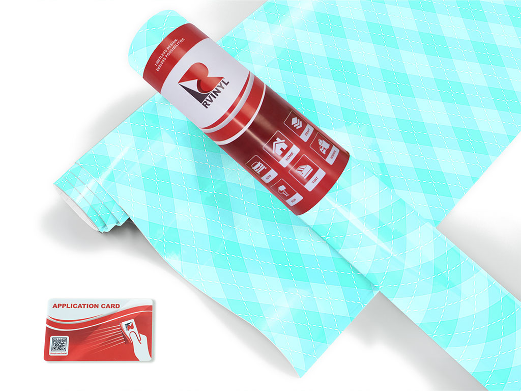 Rigid Aqua Argyle Craft Vinyl Roll