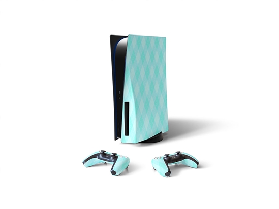 Rigid Aqua Argyle Sony PS5 DIY Skin