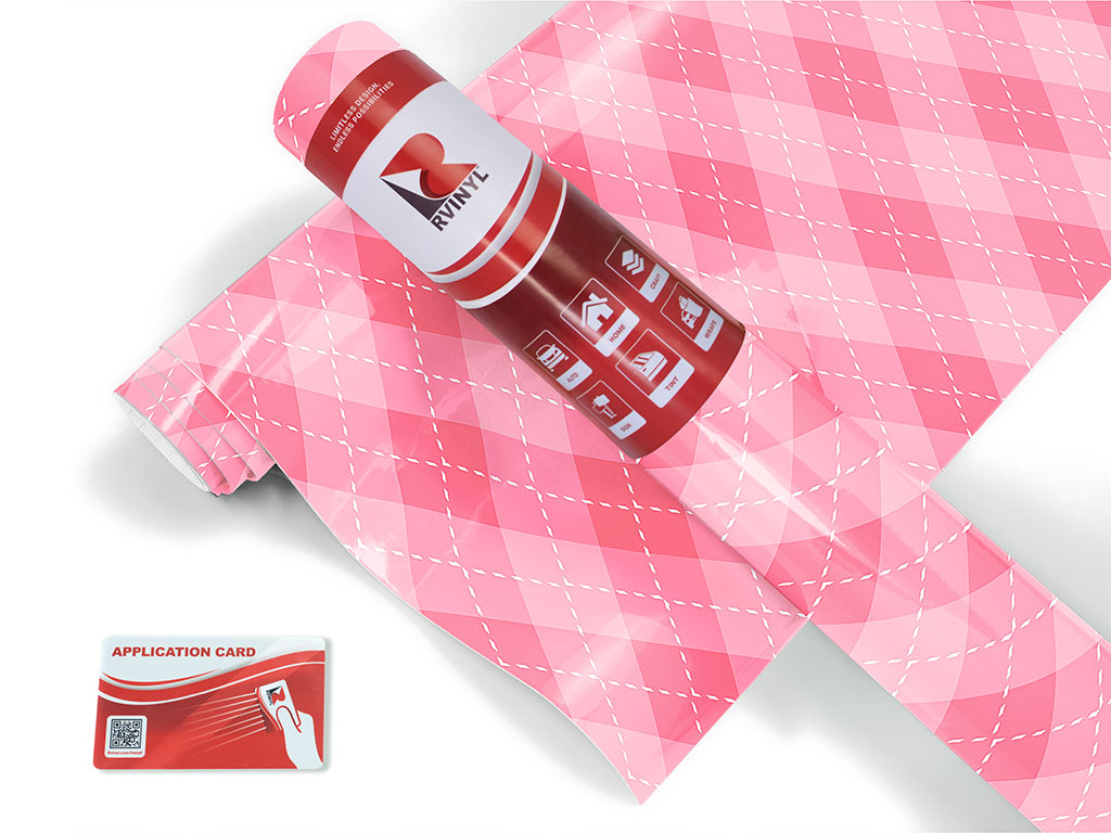 Bubblegum Argyle Craft Vinyl Roll