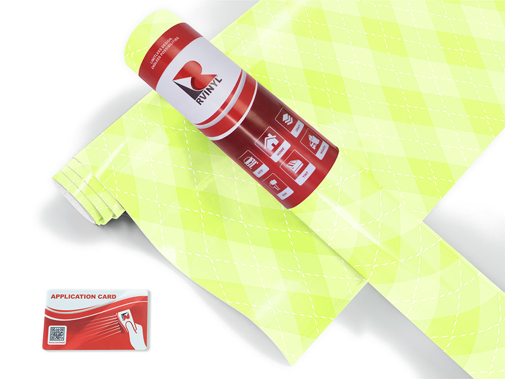 Neon Lemon Argyle Craft Vinyl Roll