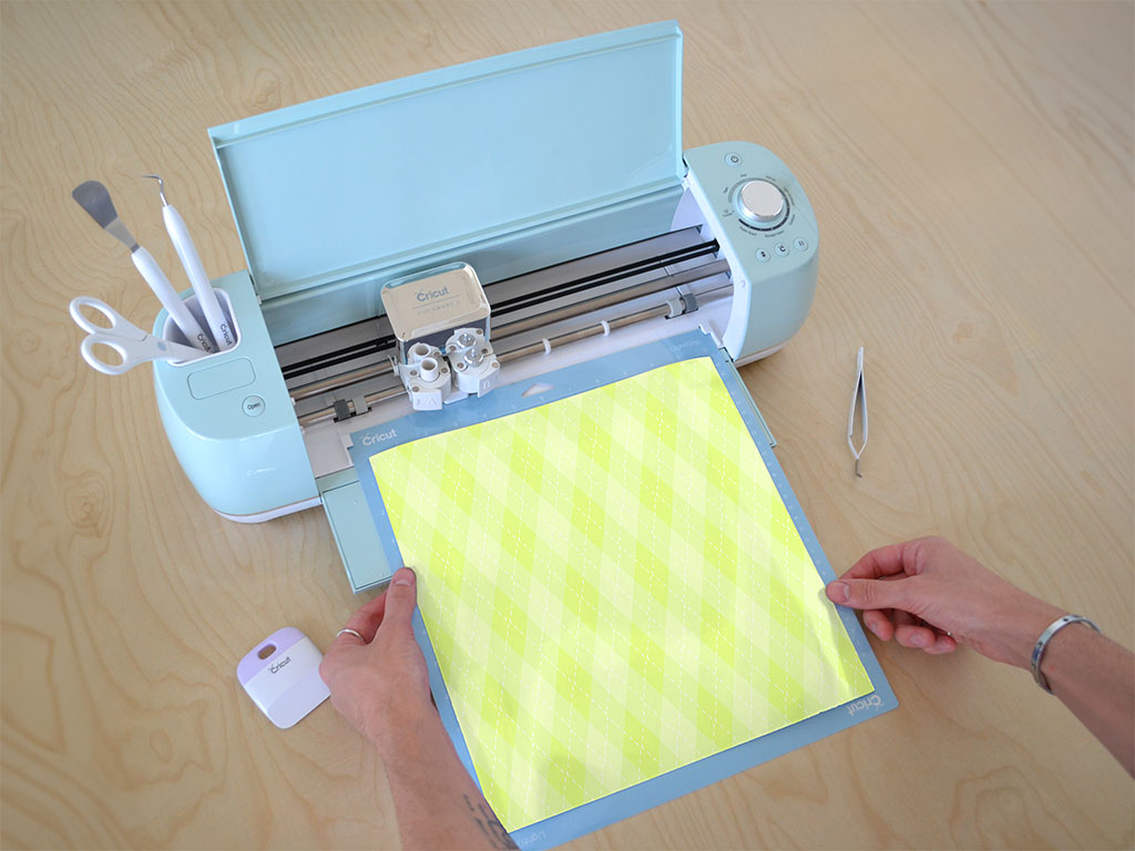 Neon Lemon Argyle Cricut Compatible Vinyl