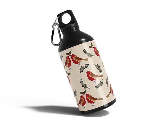 Holly Jolly Bird Water Bottle DIY Stickers