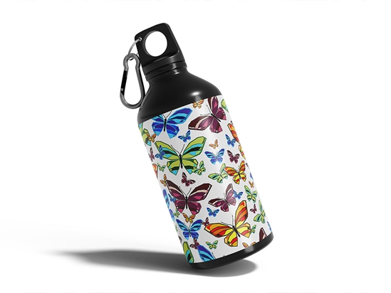 White Flutter Bug Water Bottle DIY Stickers