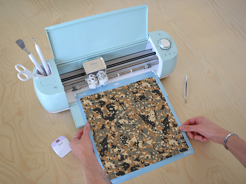 Khaki Woodland Camouflage Cricut Compatible Vinyl