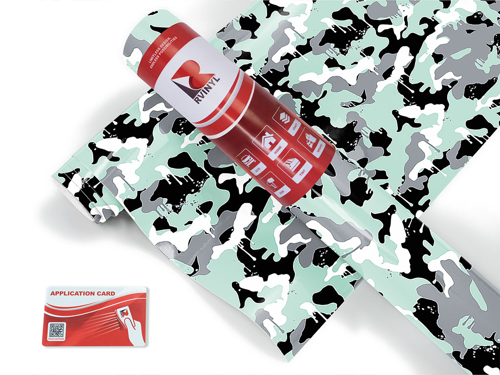 Mint Graffiti Camouflage Craft Vinyl Roll