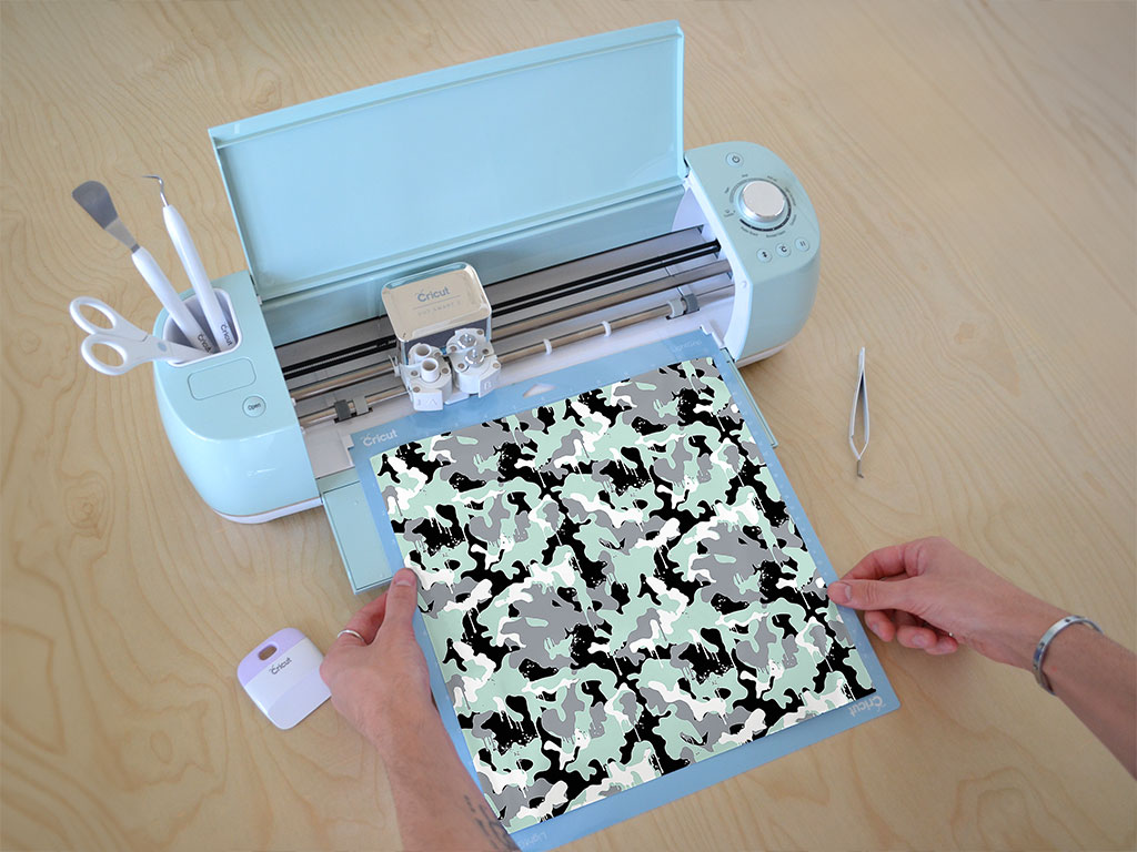 Mint Graffiti Camouflage Cricut Compatible Vinyl