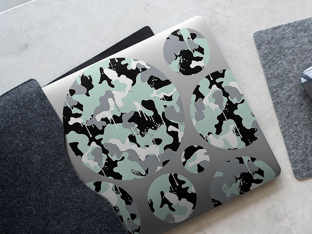 Mint Graffiti Camouflage DIY Laptop Stickers