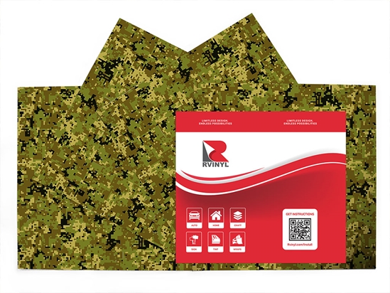Rwraps™ Green Camouflage Print Vinyl Wrap Film - Digital Fabric