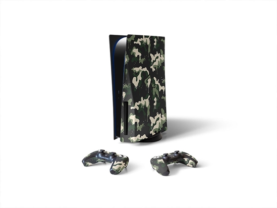 Woodland Graffiti Camouflage Sony PS5 DIY Skin