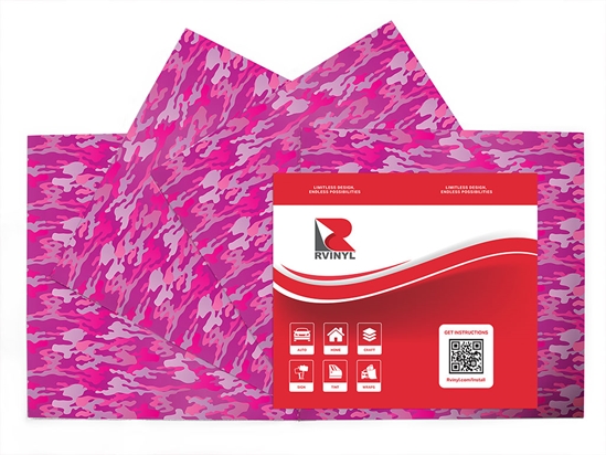 Rwraps™ Pink Camouflage Print Vinyl Wrap Film - Fuchsia Woodland