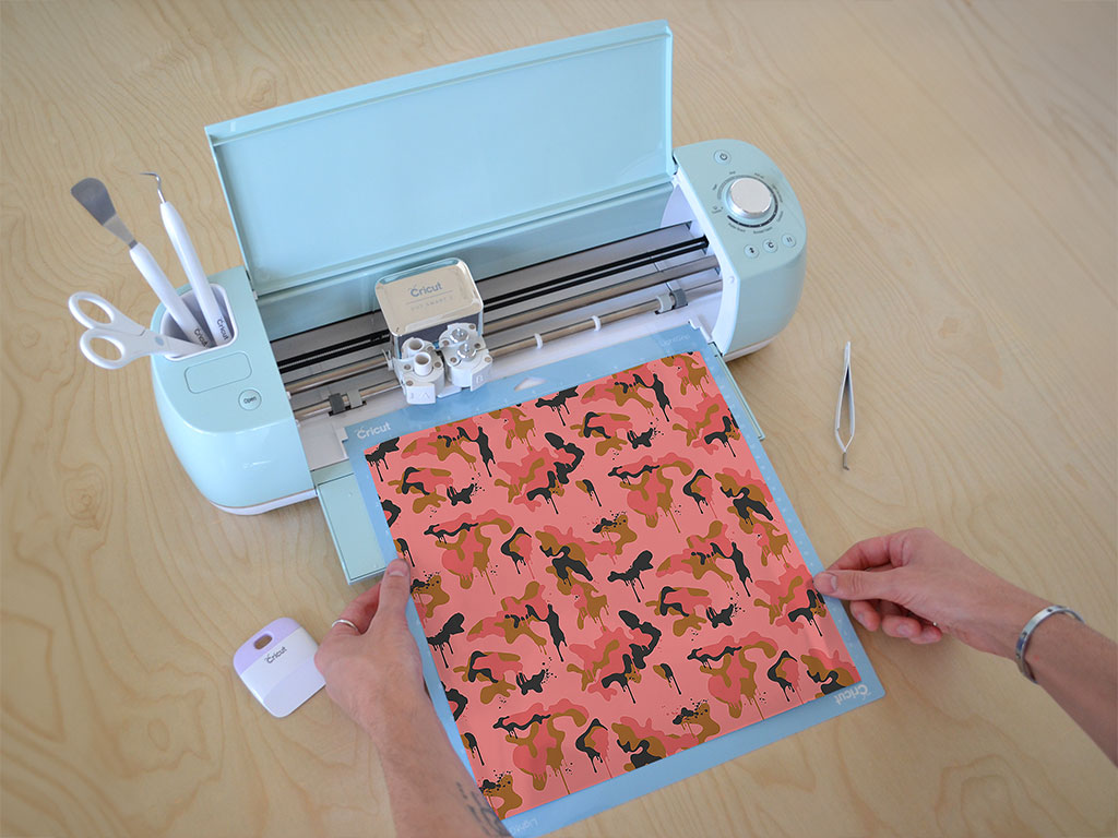 Salmon Graffiti Camouflage Cricut Compatible Vinyl