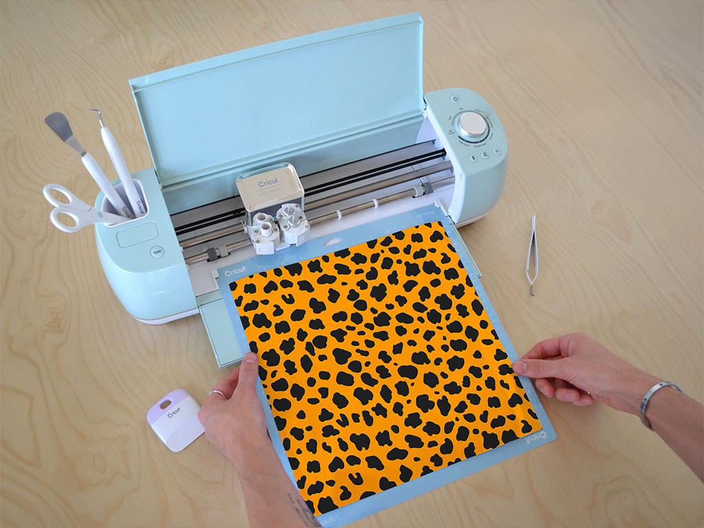 Orange Cheetah Animal Print Cricut Compatible Vinyl