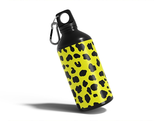 Yellow Cheetah Animal Print Water Bottle DIY Stickers