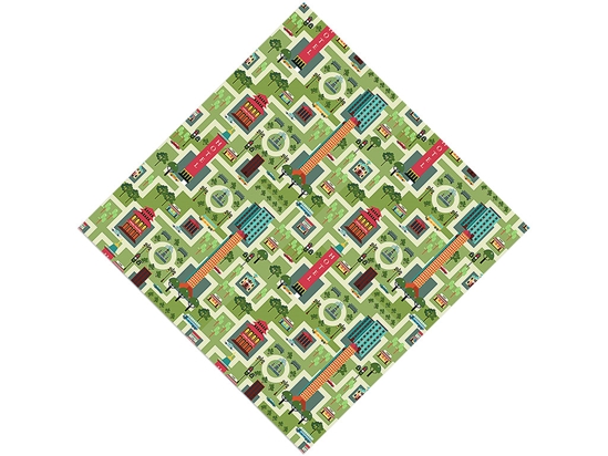 Tourist Town Cityscape Vinyl Wrap Pattern