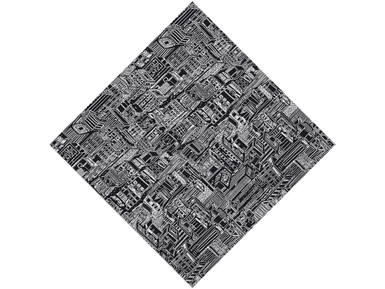 Black Downtown Cityscape Vinyl Wrap Pattern