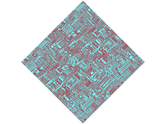 Teal Downtown Cityscape Vinyl Wrap Pattern