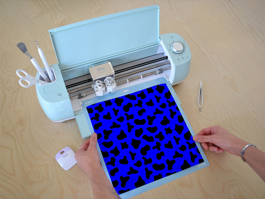 Blue Cow Animal Print Cricut Compatible Vinyl