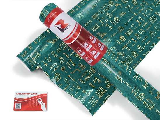 Teal Hieroglyphs Egyptian Craft Vinyl Roll