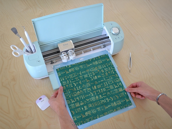 Teal Hieroglyphs Egyptian Cricut Compatible Vinyl