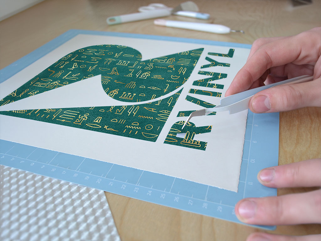 Teal Hieroglyphs Egyptian Easy Weed Craft Vinyl