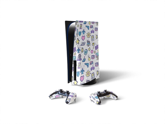 Retro Doodles Gaming Sony PS5 DIY Skin