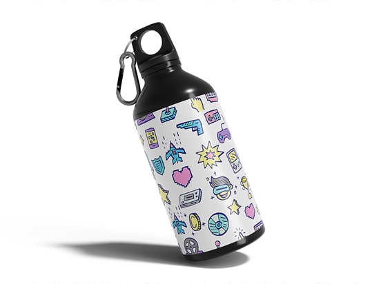 Retro Doodles Gaming Water Bottle DIY Stickers