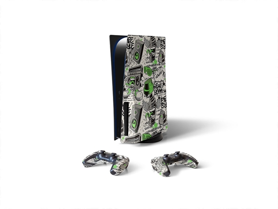 Green Free Style Graffiti Sony PS5 DIY Skin