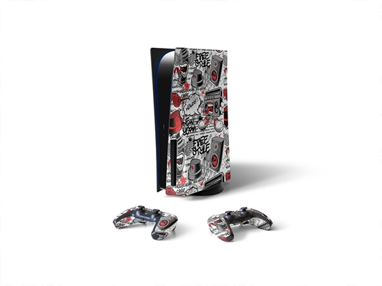 Red Free Style Graffiti Sony PS5 DIY Skin