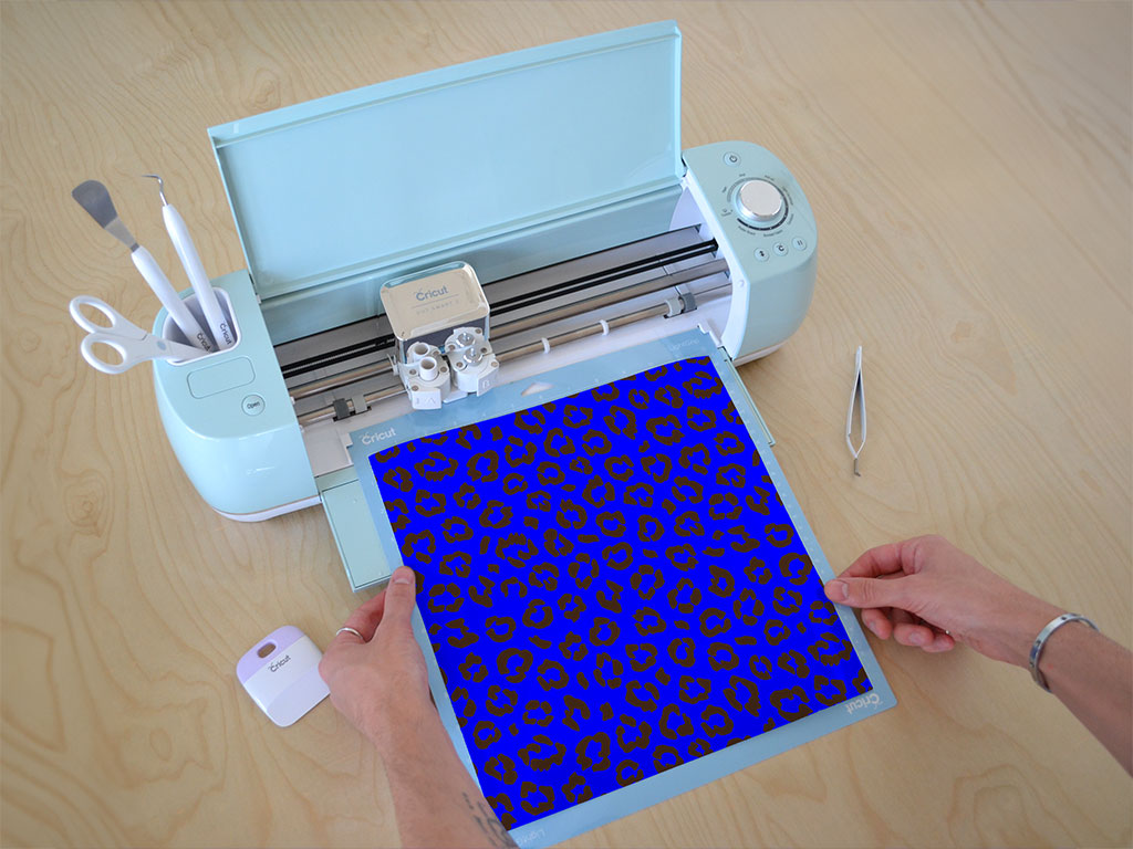 Blue Leopard Animal Print Cricut Compatible Vinyl