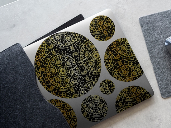 Gold Cylindrical Mandala DIY Laptop Stickers