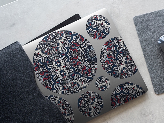 Navy Solitaire Mandala DIY Laptop Stickers