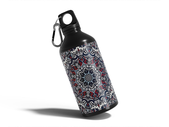 Navy Solitaire Mandala Water Bottle DIY Stickers