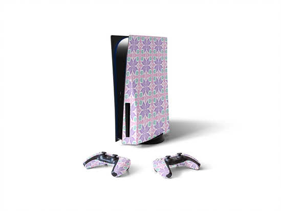 Periwinkle Pansies Mosaic Sony PS5 DIY Skin