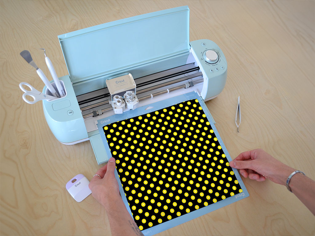 Hi Yellow Polka Dot Cricut Compatible Vinyl