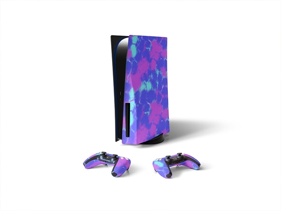 Magenta Rain Tie Dye Sony PS5 DIY Skin