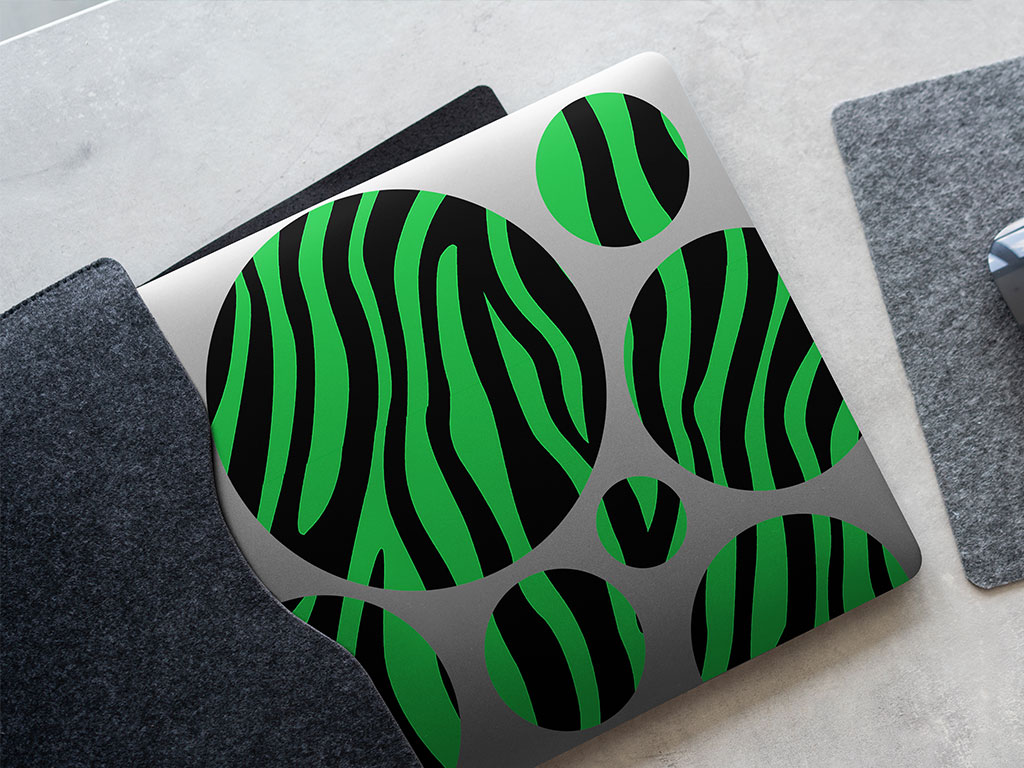 Green Zebra Animal Print DIY Laptop Stickers