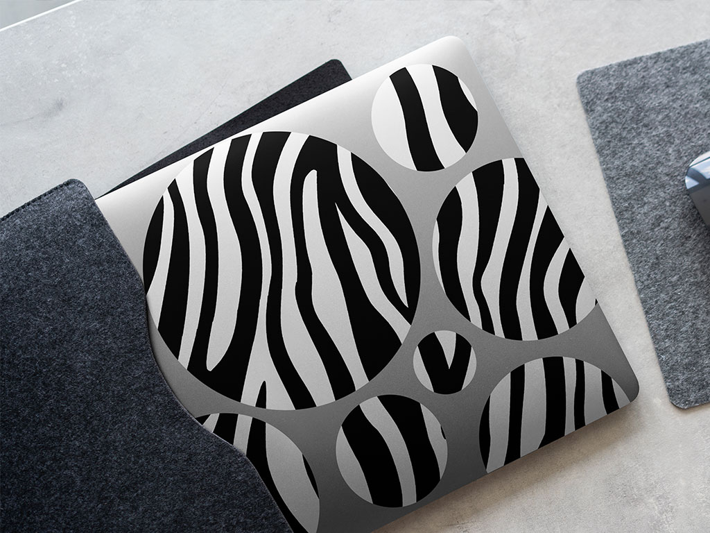 White Zebra Animal Print DIY Laptop Stickers