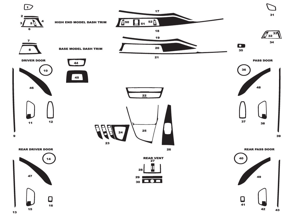 BMW 3-Series Sedan 2013-2019 Dash Kit Diagram