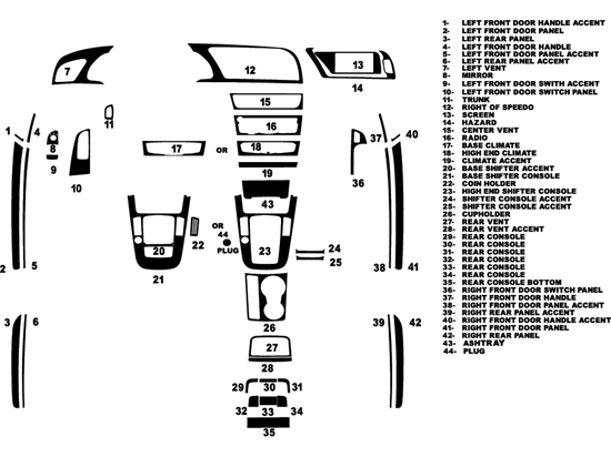 Audi S5 2010-2024 Dash Kit Diagram