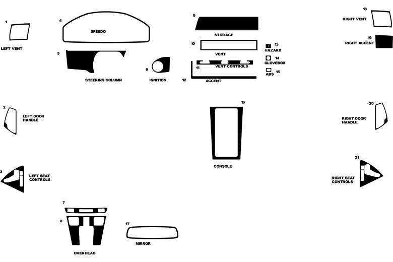 Mercedes-Benz SL-Class 1991-2002 Dash Kit Diagram