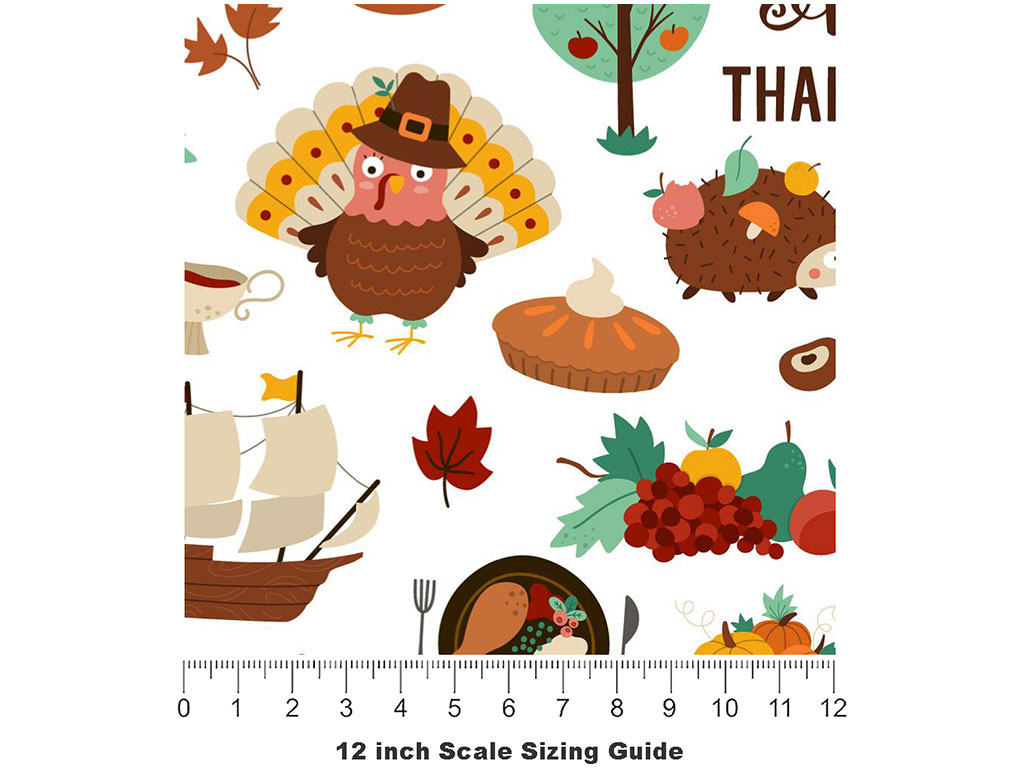 Happy Thanksgiving Americana Vinyl Film Pattern Size 12 inch Scale