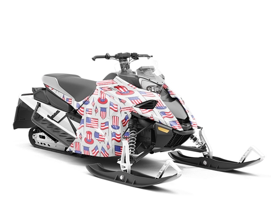 Flagging Down Americana Custom Wrapped Snowmobile