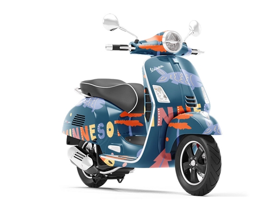 Sky-Blue Waters Americana Vespa Scooter Wrap Film