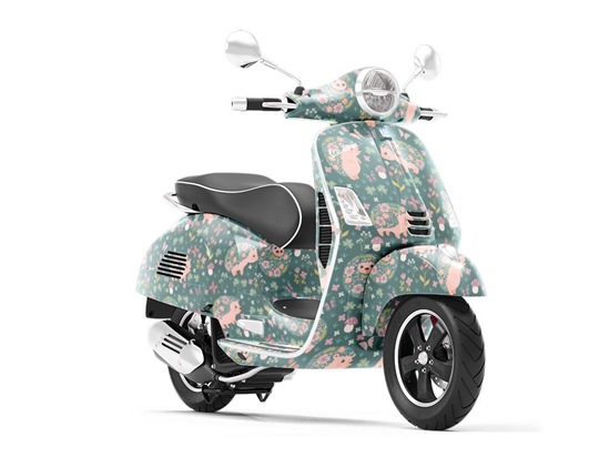 Flowery Friends Animal Vespa Scooter Wrap Film